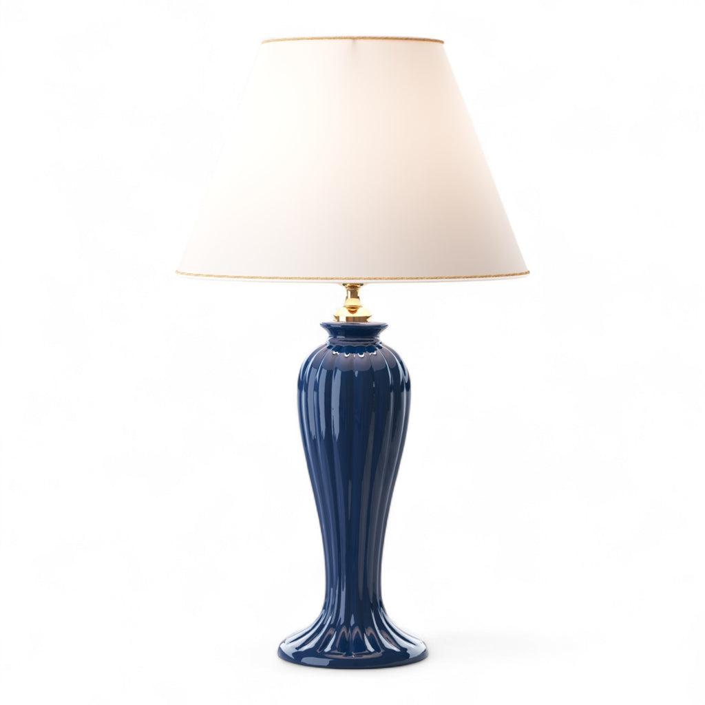 Lunatre Eleganza Blu – handgefertigte Tischlampe aus Italien #color:blu #shade:beige