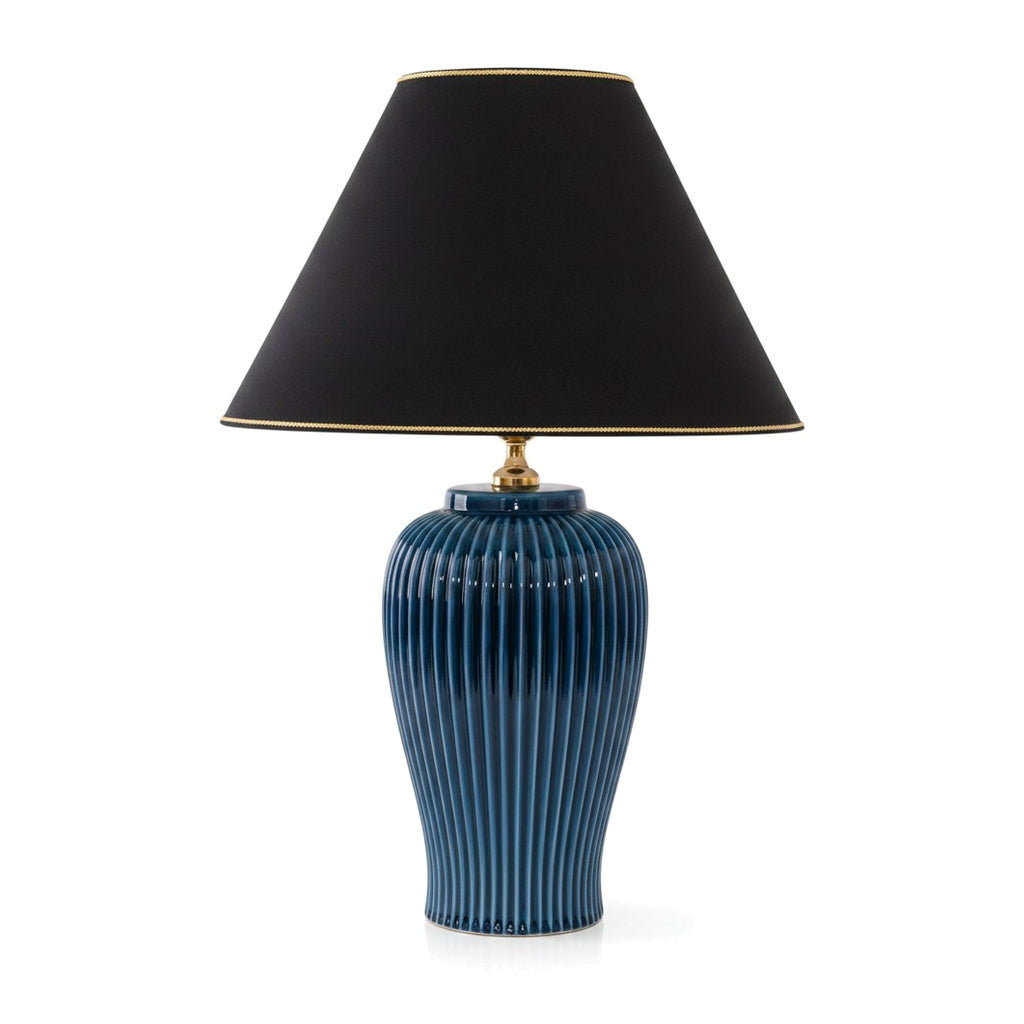 Lunatre Nobile Blu, Freisteller, Schirm Empire Schwarz – handgefertigte Tischlampe aus Italien #shade:schwarz #form:empire