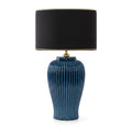 Lunatre Nobile Blu, Freisteller, Schirm Trommel Schwarz – handgefertigte Tischlampe aus Italien #shade:schwarz #form:trommel