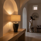 Lunatre Nobile Platino, Ambiente, Schirm Trommel Beige – handgefertigte Tischlampe aus Italien #shade:beige #form:trommel