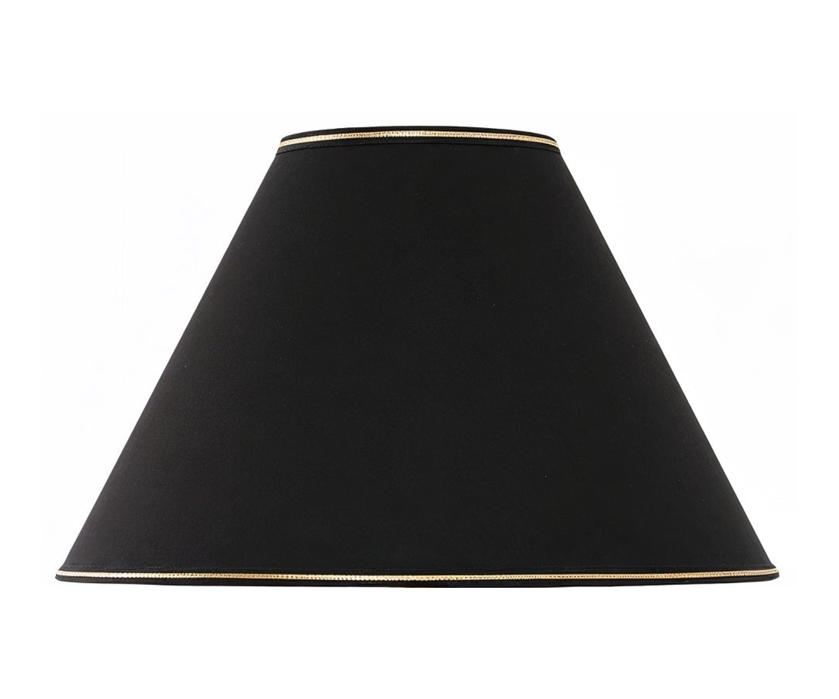 Lampenschirm Empire (konisch) in Schwarz aus Baumwolle mit goldfarbener Borte – für Tischlampen