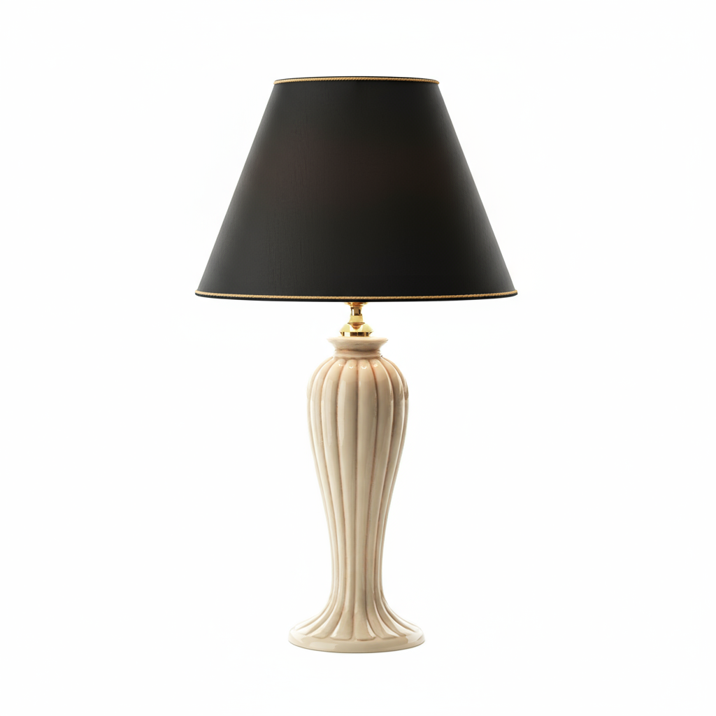 Lunatre Eleganza Avorio Antico – handgefertigte Tischlampe aus Italien #color:avorio-antico #shade:schwarz