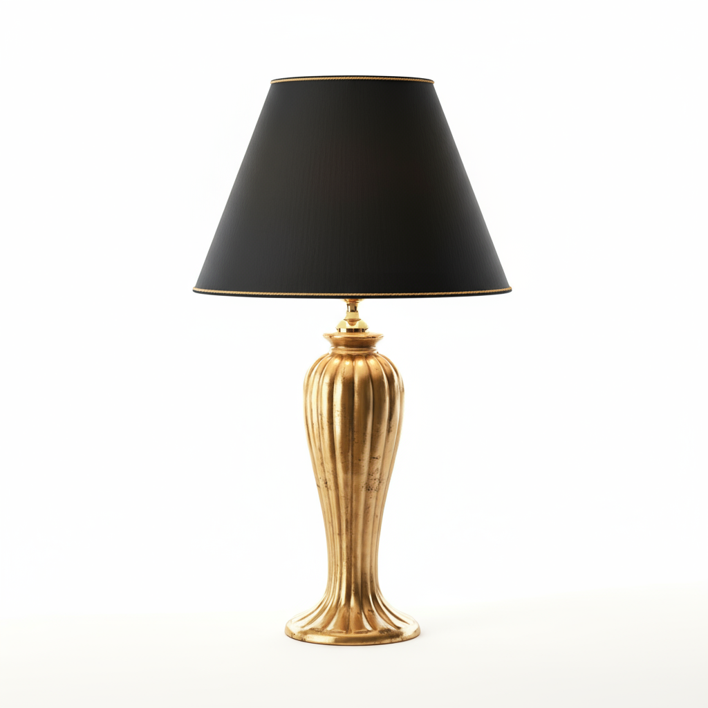 Lunatre Eleganza Oro Antico – handgefertigte Tischlampe aus Italien #color:oro-antico #shade:schwarz