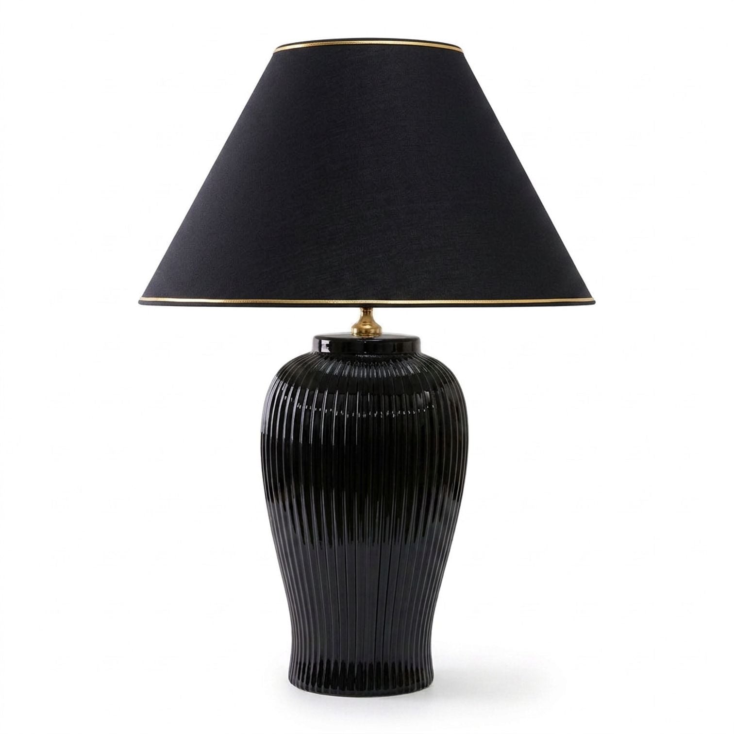Lunatre Nobile Nero, Schirm Empire Schwarz – handgefertigte Tischlampe aus Italien #shade:schwarz #form:empire